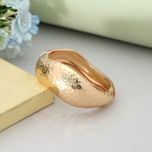 Sculptural Hammered Wave Cuff Bracelet – Gold Tone