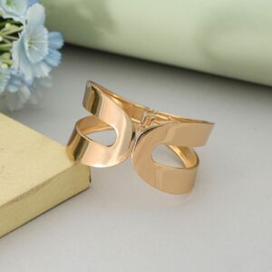 Abstract Cutout Dual Loop Cuff Bracelet – Gold Tone