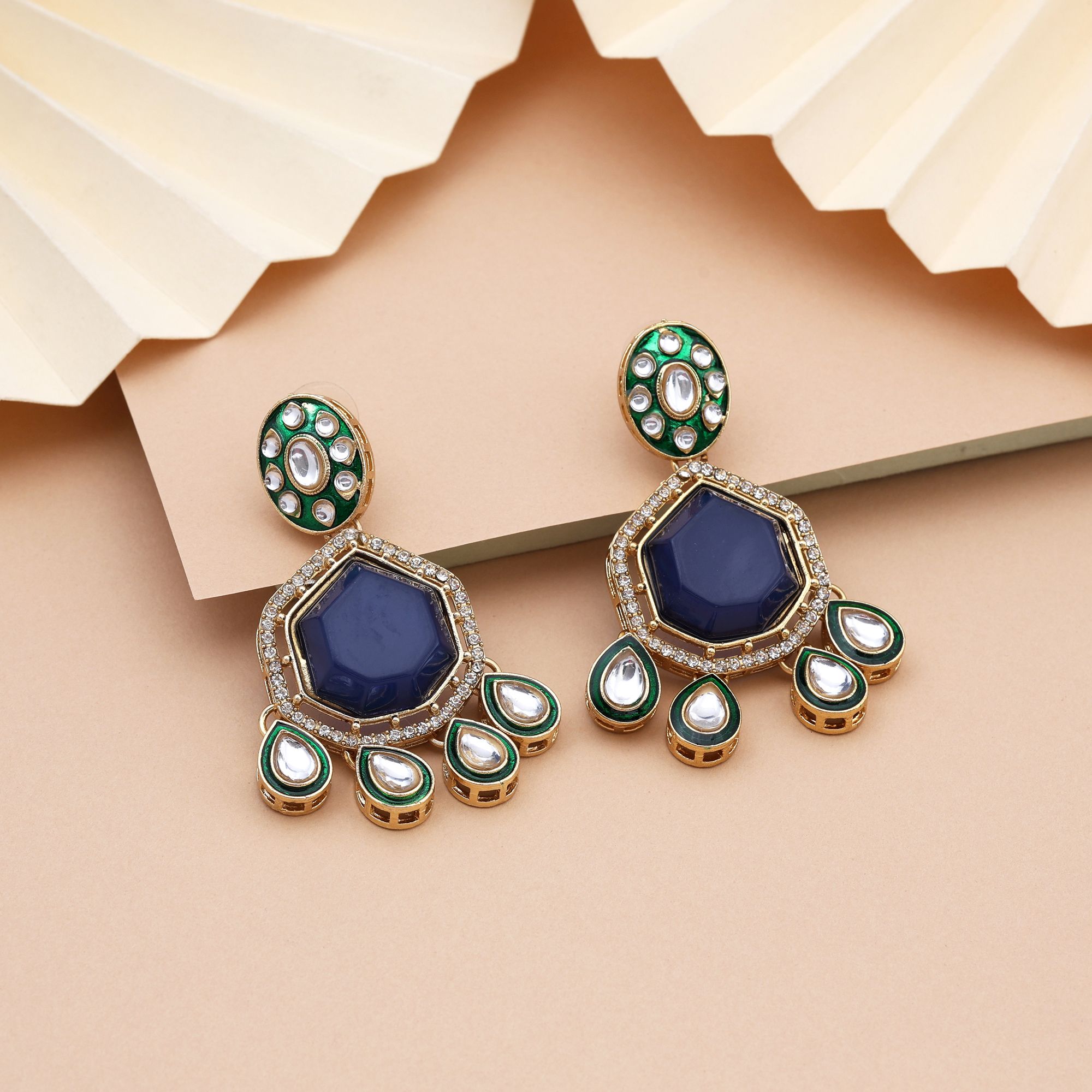 Kundan statement earrings with traditional detailing